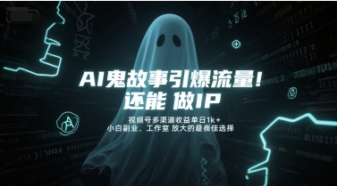 AI鬼故事引爆流量，还能做IP，视频号多渠道收益单日1k+，小白副业、工作室放大的最佳选择-立刻分享网创平台