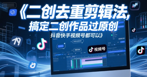短视频二创去重剪辑法，搞定二创作品过原创，抖音快手视频号都可以-立刻分享网创平台