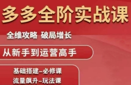 拼多多全阶实战课程，全维攻略，破局增长，从新手到运营高手-立刻分享网创平台