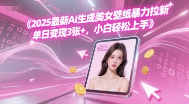 2025最新AI生成美女壁纸暴力拉新, 单日变现3张+，小白轻松上手-立刻分享网创平台