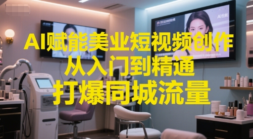 AI赋能美业短视频创作，从入门到精通，打爆同城流量，超级AI工具短视频实操落地-立刻分享网创平台