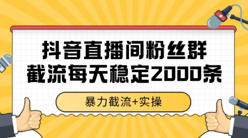 抖音直播间粉丝群暴力截流，一台电脑每天稳定2000条数据【揭秘】-立刻分享网创平台