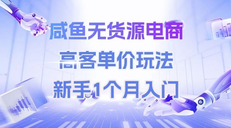 咸鱼无货源电商，高客单价玩法，新手1个月入门-立刻分享网创平台