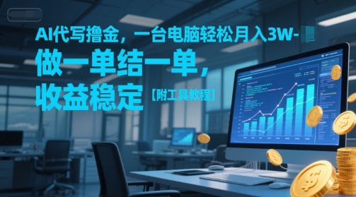 AI代写撸金，一台电脑轻松月入1-3W，做一单结一单，收益稳定【附工具教程】-立刻分享网创平台