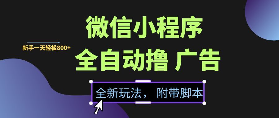 （15134期）微信小程序挂机撸广告，全新玩法，新手一天轻松800+【附带脚本】-立刻分享网创平台