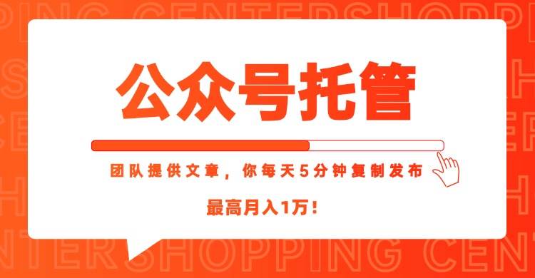 （15109期）【公众号托管 】我提供文章，你每天５分钟复制发布，最高月入1W-立刻分享网创平台