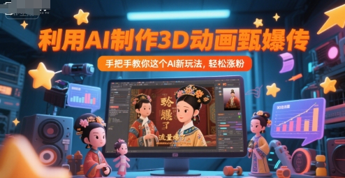 利用AI制作3D动画甄嬛传，流量爆了，手把手教你这个AI新玩法，轻松涨粉-立刻分享网创平台