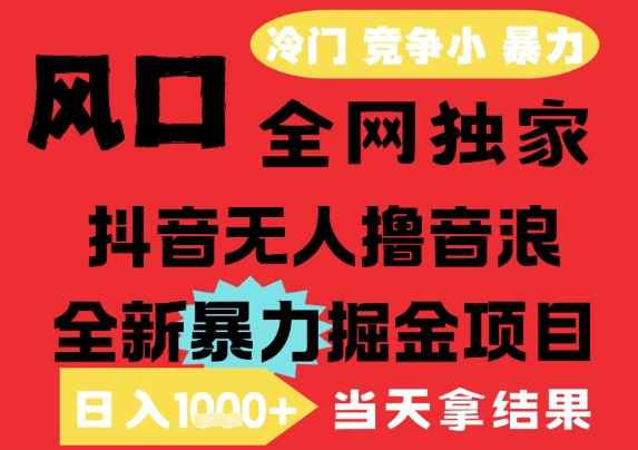 25年6月高爆抖音无人直播最新撸音浪掘金项目，解放双手小白可做，无脑日入1k+，门槛低【揭秘】-立刻分享网创平台