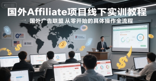 国外Affiliate项目线下实训教程，国外广告联盟从零开始的具体操作全流程-立刻分享网创平台