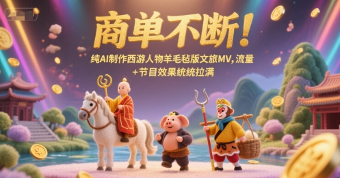 商单不断！纯AI制作西游人物羊毛毡版文旅MV，流量+节目效果统统拉满-立刻分享网创平台