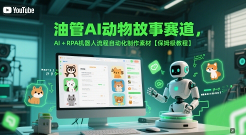 油管AI动物故事赛道，AI+RPA机器人流程自动化制作素材【保姆级教程】-立刻分享网创平台