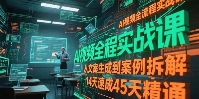 （15172期）AI视频全流程实战课，从文案生成到案例拆解，14天速成45天精通-立刻分享网创平台