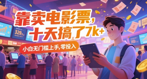 靠卖电影票，十天搞了7k+，小白无门槛上手，零投入【揭秘】-立刻分享网创平台