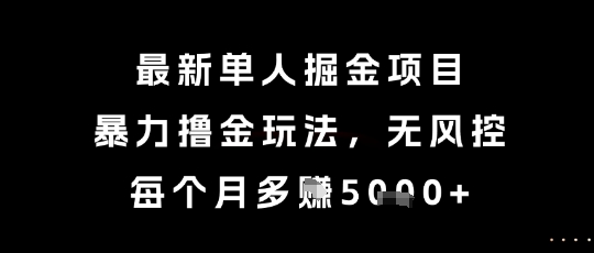 最新单人掘金项目，暴力撸金玩法，无风控，每个月多挣5k+【揭秘】-立刻分享网创平台