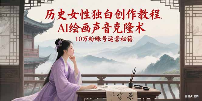 历史女性独白创作教程，AI绘画声音克隆术，10万粉账号运营秘籍-立刻分享网创平台