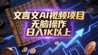 文言文AI视频项目，无脑操作，日入1K以上-立刻分享网创平台