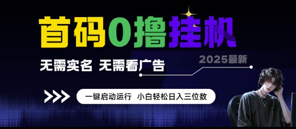 首码0撸挂G项目，无需实名无需看广告 一键启动运行，小白轻松日入三位数【揭秘】-立刻分享网创平台