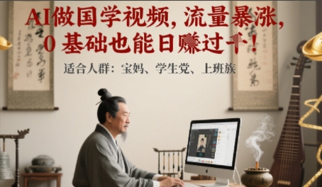 AI做国学视频，流量暴涨 ，0 基础也能日入多张-立刻分享网创平台