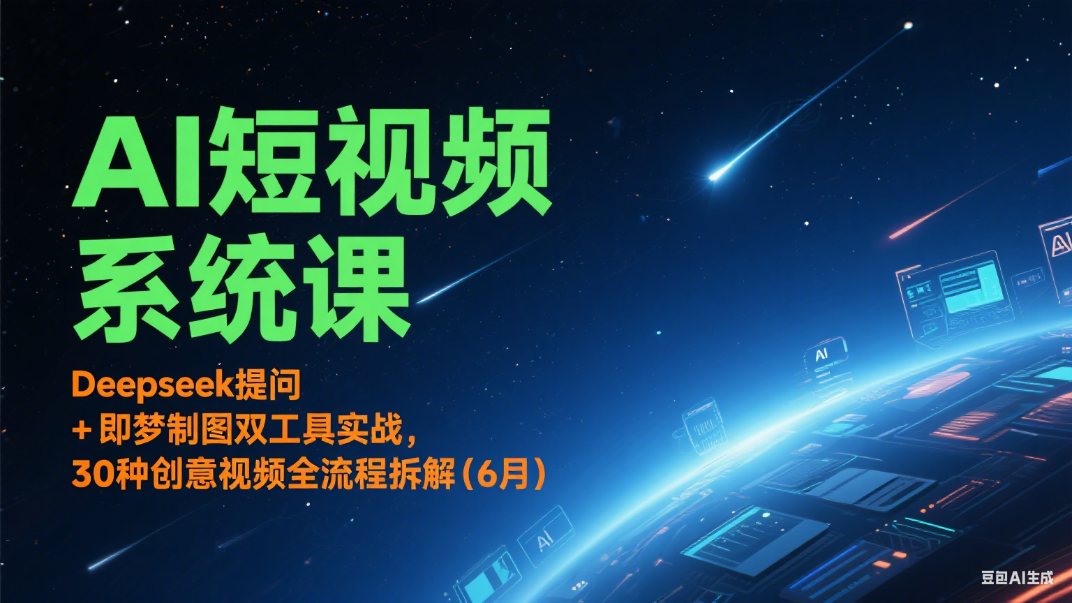 AI短视频系统课：Deepseek提问 + 即梦制图双工具实战，30种创意视频全流程拆解(6月)-立刻分享网创平台
