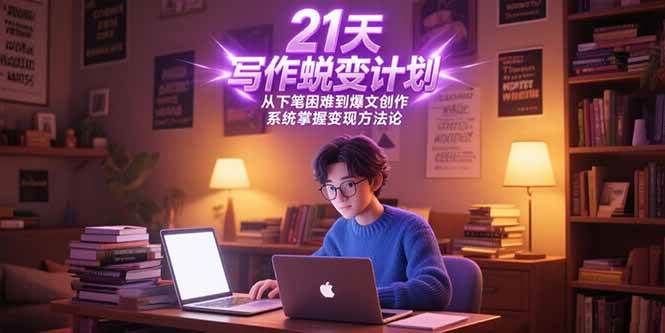 （15204期）21天写作蜕变计划，从下笔困难到爆文创作，系统掌握变现方法论-立刻分享网创平台