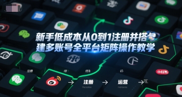 新手低成本从0到1注册并搭建多账号全平台矩阵操作教学，手机号-邮箱-IP-工具-立刻分享网创平台