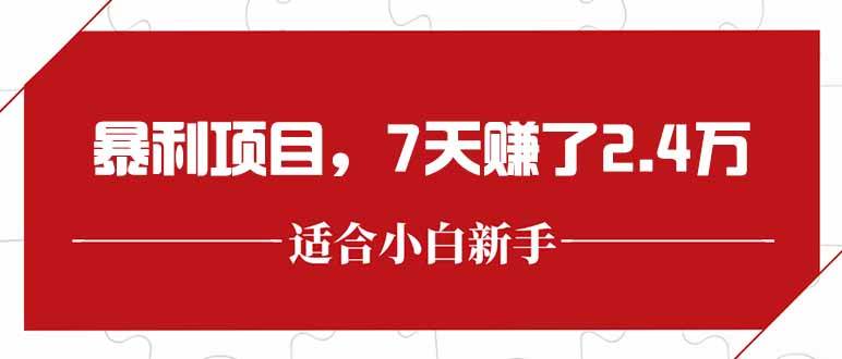 （15228期）最新暴利项目，每单收益轻松在300以上，7天赚了2.4万-立刻分享网创平台