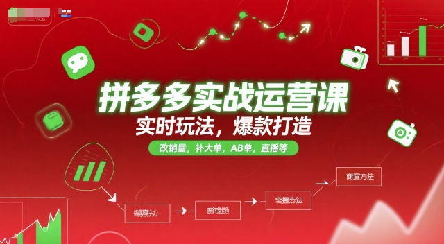 拼多多实战运营课，实时玩法，爆款打造，改销量，补大单，AB单，直播等（更新2025月）-立刻分享网创平台