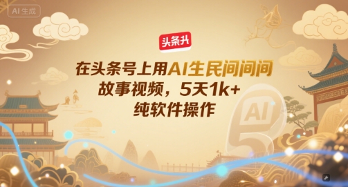 在头条号上用AI生民间故事视频，5天1k+，纯软件操作-立刻分享网创平台