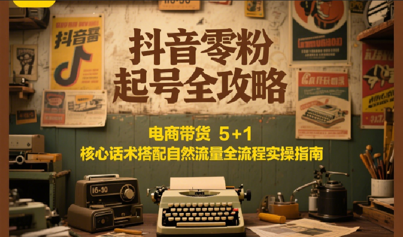 抖音零粉起号全攻略：电商带货 5+1 核心话术搭配自然流量全流程实操指南-立刻分享网创平台
