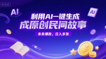 利用AI一键生成原创民间故事，无限制生成，条条爆款，日入多张-立刻分享网创平台