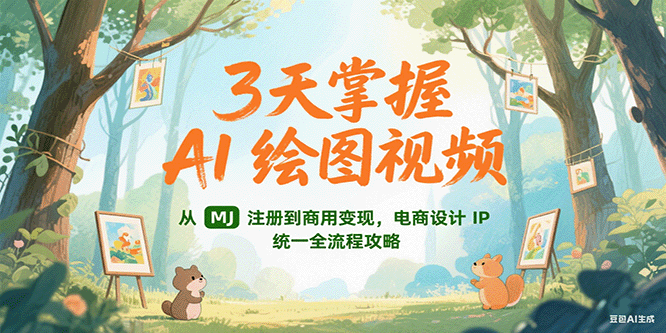 3天掌握AI绘图视频，从MJ 注册到商用变现，电商设计IP统一全流程攻略-立刻分享网创平台