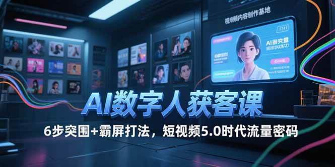 （15247期）AI数字人获客课，6步突围+霸屏打法，短视频5.0时代流量密码-立刻分享网创平台