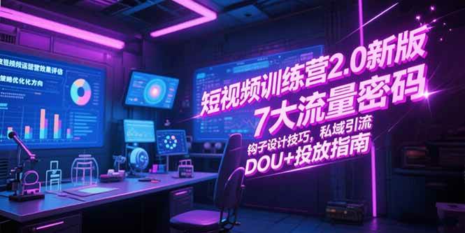 （15255期）短视频训练营2.0新版，7大流量密码/钩子设计技巧/私域引流/DOU+投放指南-立刻分享网创平台