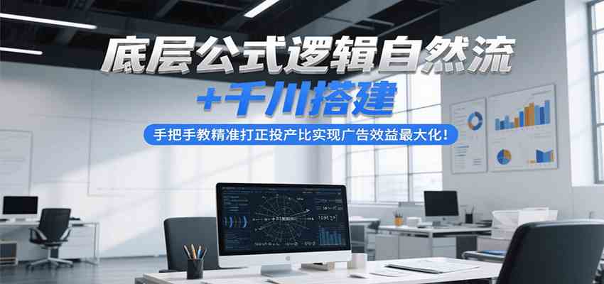 底层公式逻辑自然流+千川搭建，手把手教精准打正投产比实现广告效益最大化！-立刻分享网创平台