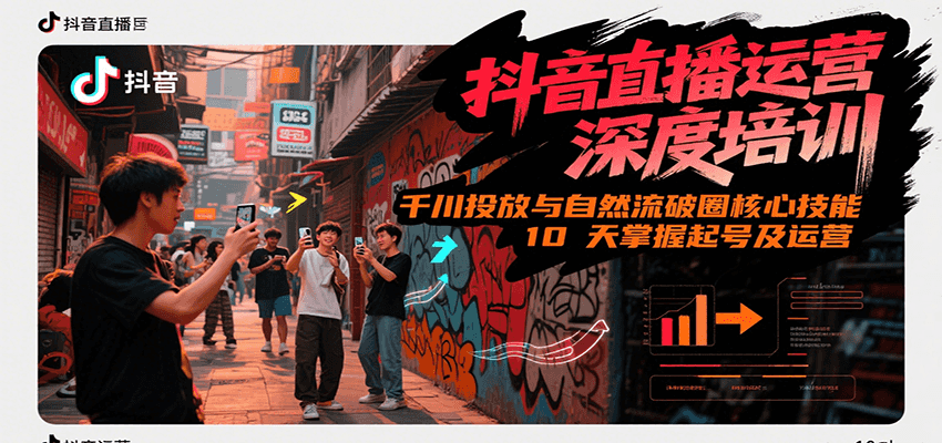 抖音直播运营深度培训，千川投放与自然流核心技能，10天掌握起号及运营(6-7月新课)-立刻分享网创平台