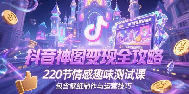 （15264期）抖音神图变现全攻略，220节情感趣味测试课，包含壁纸制作与运营技巧-立刻分享网创平台