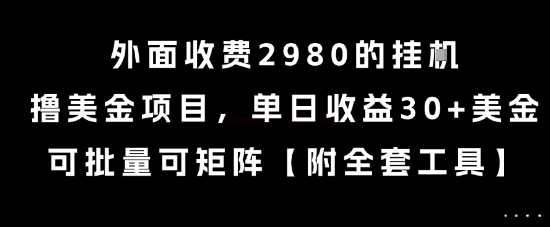 外面收费2980的挂G撸美金项目，单日收益30+美金，可批量可矩阵【揭秘】-立刻分享网创平台