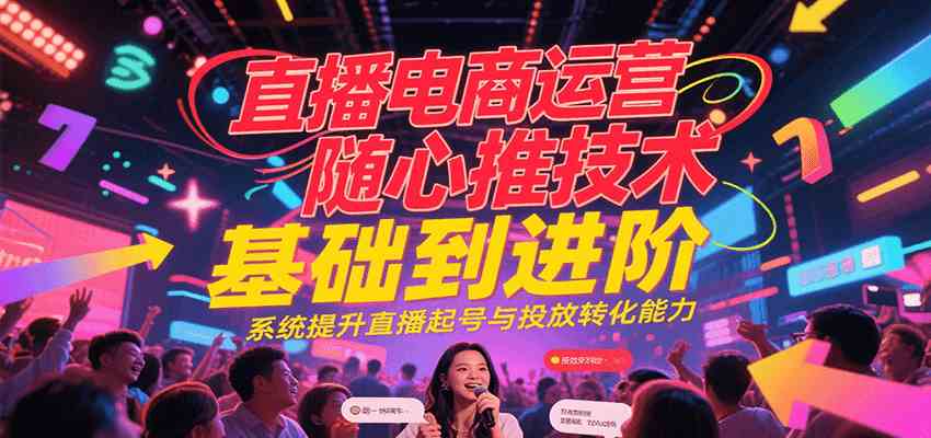 直播电商运营随心推投放技术基础到进阶，系统提升直播起号与投放转化能力-立刻分享网创平台