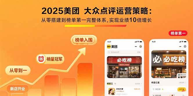 （15602期）2025美团 大众点评运营策略:从零搭建到榜单第一完整体系,实现业绩10倍增长-立刻分享网创平台