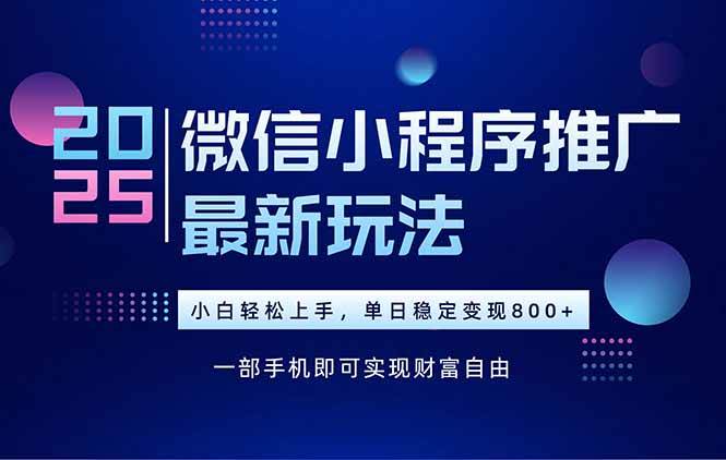 （15603期）25年下半年微信小程序推广最新玩法，轻松日入800+-立刻分享网创平台