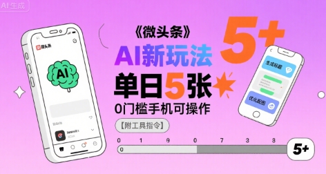 微头条AI新玩法，小白单日5张+，0门槛手机可操作【附工具指令】-立刻分享网创平台