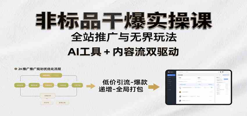 非标品干爆实操课：含多案例及操盘方法，从选品到推广、成交，助力打造爆款实现盈利-立刻分享网创平台