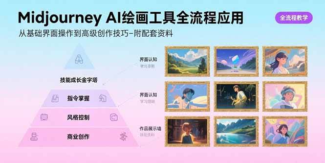 （15628期）Midjourney AI绘画工具全流程应用，从基础界面操作到高级创作-附配套资料-立刻分享网创平台