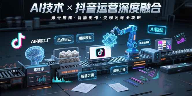 （15630期）AI技术与抖音运营的深度融合应用：涵盖账号搭建、内容创作、收益变现等-立刻分享网创平台
