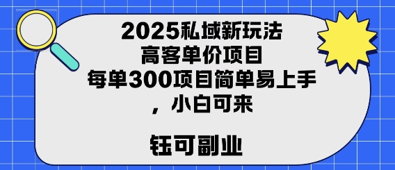 2025私域新玩法高客单价，每单3张操作简单，小白可轻松上手-立刻分享网创平台