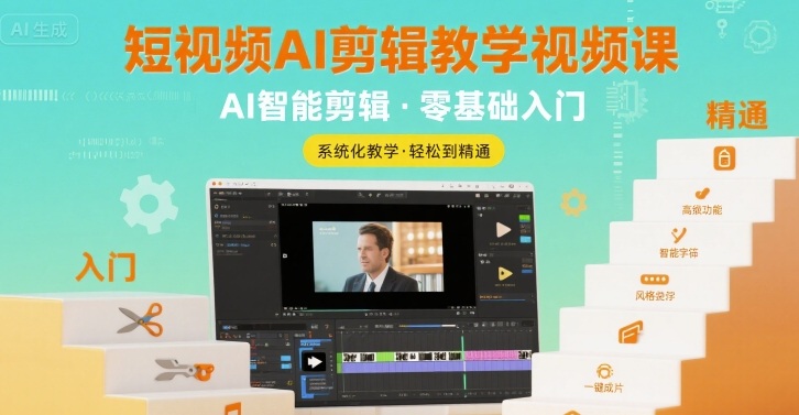 短视频AI剪辑教学视频课，入门到精通-立刻分享网创平台