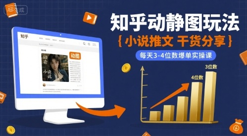 小说推文干货分享之知乎动静图玩法，每天3-4位数爆单实操课-立刻分享网创平台