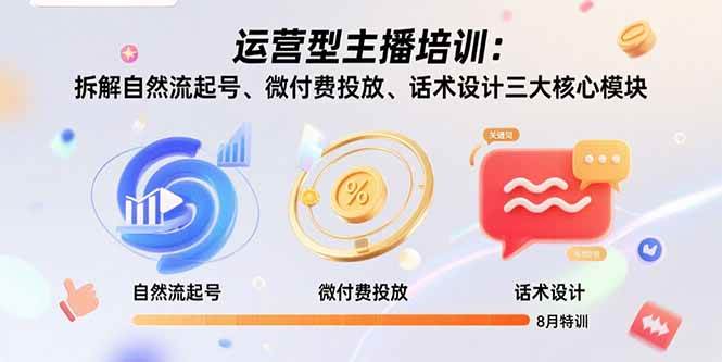（15654期）运营型主播培训：拆解自然流起号、微付费投放、话术设计三大核心模块-8月-立刻分享网创平台