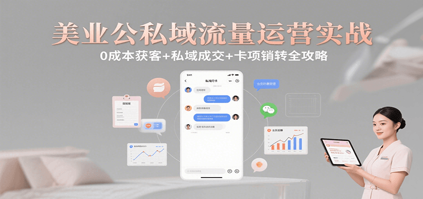 美业公私域流量运营实战：0成本获客+私域成交+卡项销转全攻略-立刻分享网创平台