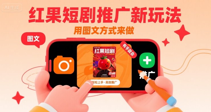 红果短剧推广新玩法，用图文方式来做，有手就会-立刻分享网创平台